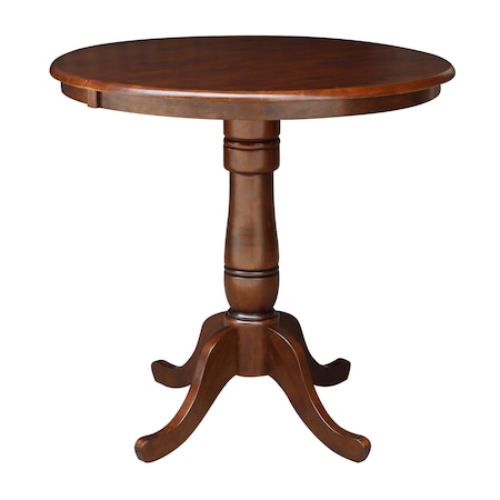 International Concepts Round 36 in Rd Top Pedestal Table, 12 in Leaf, 34.9 inH, Adjustable Height, Espresso, 36 in W, 48 in L K581-36RXT-6B